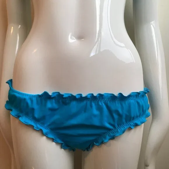 SunDazed 34 DD Bra cup solid turquoise blue underwire top set shirred ruffled - Picture 10 of 11